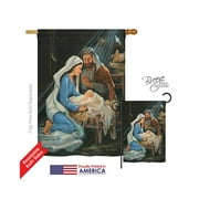 Breeze Decor 14090 Nativity Nativity 2-Sided Vertical Impression House Flag - 28 x 40 in.